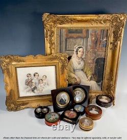 PAIR Antique c. 1823 Portrait Miniatures, Man & Wife, Artist Signed HERMANN, 1823