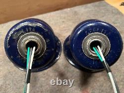 PAIR Cobalt Porcelain 8 Industrial Gas Sign Lights withGoosenecks UL-Sockets