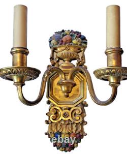 PAIR. E F Caldwell Hand Painted Signed Sconces Circa 1910. OFFERS WELCOME