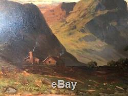 PAIR FINE F E. Jamieson Antique 19th Century British Scottish Loch OIL PAINTING