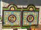 Pair Flemish Antique Stained Glass Windows With Medieval Portraits Signed Struys
