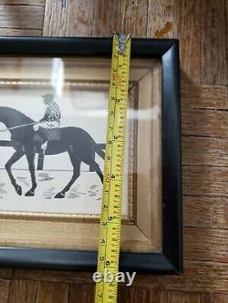 PAIR Framed Vintage HORSE RACING SILHOUETTES PrintsSignedAlice Cranston Fenner