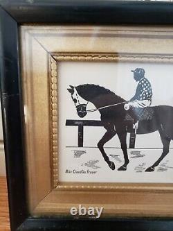 PAIR Framed Vintage HORSE RACING SILHOUETTES PrintsSignedAlice Cranston Fenner