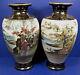 Pair Huge 18 Antique Japanese Satsuma Earthenware Vases Artist Signed Kichizan