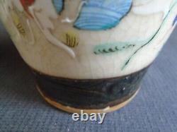 PAIR (Mirror image) Crackleware porcelain FR.'Warrior' VASES signed