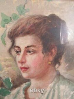 PAIR OF ANTIQUE CIRCA 1890s ITALIAN illegibly signed PORTRAITS