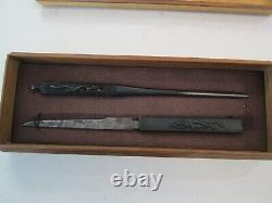 PAIR OLD SAMURAI JAPANESE SWORD soft metal kozuka & KOGI wakizashi/Katana SIGNED