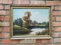 PAIR Of Vintage Oil Painting On Board Of Landscape In Ornate Gold Frame Original