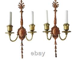 PAIR. Tall Copper and Brass E F Caldwell Signed Sconces Circa 1904. OFFERS
