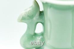 PAIR VASES CHINESE LONGQUAN CELADON MALLET Beast Heads Late Qing Dynasty 20th C