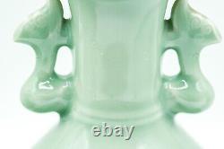 PAIR VASES CHINESE LONGQUAN CELADON MALLET Beast Heads Late Qing Dynasty 20th C