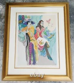 PAIR Vintage 20th C MODERN Framed Artist Signed Numbered Gouache GLAMOUR FASHION