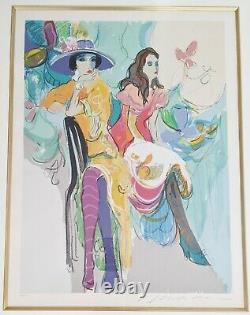 PAIR Vintage 20th C MODERN Framed Artist Signed Numbered Gouache GLAMOUR FASHION