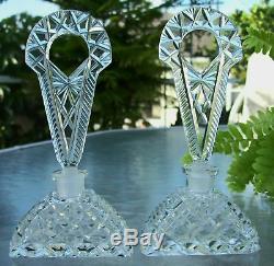 PAIR Vintage Czech Perfume BottlesSignedDaubers IntactRARE5.75 Gorgeous