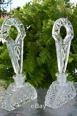 PAIR Vintage Czech Perfume BottlesSignedDaubers IntactRARE5.75 Gorgeous