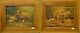 Pair Antique Flemish Oil Canvas Painting Sheep Stable Signed