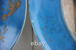 PAIR antique French hand paint Porcelain Plates 1930 Inn Bar scenes signed