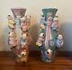 Pair Of 2 Vintage Signed Chinese Porcelain Fertility Vases, Pink & Blue 10