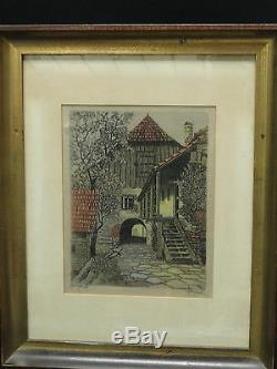 PAIR of ANTIQUE LEISCH ETCHING ON SILK PENCIL SIGNED MADE IN AUSTRIA