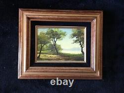 PAIR of Authentic VINTAGE LANDSCAPE oil paintings FRAMED IN ORIGINAL FRAMES