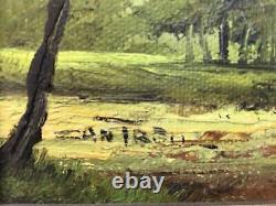 PAIR of Authentic VINTAGE LANDSCAPE oil paintings FRAMED IN ORIGINAL FRAMES