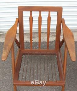 PAIR of MID CENTURY MODERN DANISH TEAK LOUNGE CHAIRS signed MADE IN DENMARK