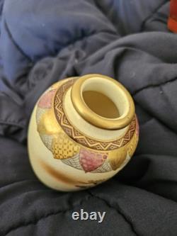 PAIR of Marked Antique Japanese Satsuma Hand Painted Gilded Meiji Signed Vases