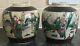 Pair Of Signed 4 Ch Mark Antique Chinese Crackle Glaze Procession Kite Flag Jars