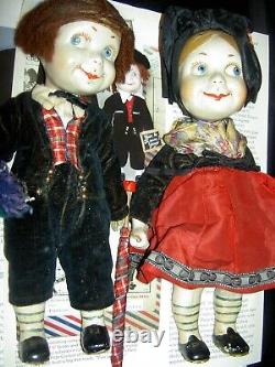 PAIR very RARE, signed PARIS antique French HANSI character dolls YERRI & GRETEL