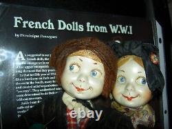 PAIR very RARE, signed PARIS antique French HANSI character dolls YERRI & GRETEL