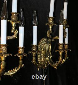 PR 5lite Sconce Gilt Bronze FRENCH Dore Rococo Vintage Signed Brass Antique clas