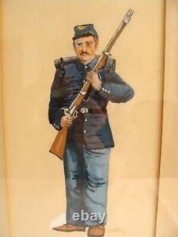 PR Antique Civil War Soldier Portraits in Uniform WithC Paintings