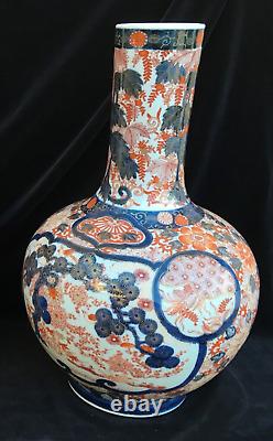 Pair 14 1/2 Antique pre 1840 Edo period Japanese, large Imari Vases, Signed