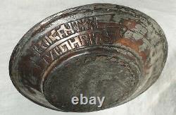 Pair 18thC Antique Middle Eastern Armenian Ottoman Copper Bowl Tray Signed