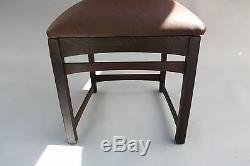 Pair 1910 Arts & Crafts Mission Signed Chairs Antique Oak Craftsman Seat (7951)