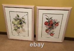 Pair 1999 Jerome Erickson Signed Pears & Peaches Original Watercolor Paintings