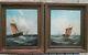 Pair 2 Antique French Dutch School Marine Painting Nautical Ship Mid 19th Cent