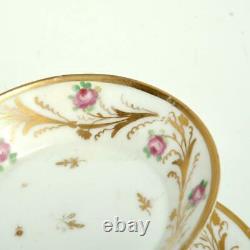 Pair (2) Antique French Le Courtille Small Bowls, Flowers & Gold Gilt, Signed