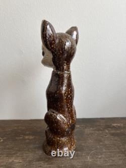 Pair 2 Antique Sewer Tile Folk Art Deer Signed Ohio 1930s 40s Bambi Provenance