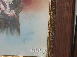 Pair @ 2 Signed Gossens 1911 Antique Painting on Porcelain Plaque 7.5 x 5.5