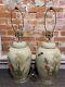 Pair 2- Vintage Mc Mid Century 26.5 Asian Ginger Jar Hand Painted Lamp Signed