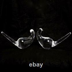 Pair (2) Vintage Signed Crystal Steuben Doves, 9l, Signed