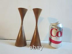 Pair 7 Mid-Century Signed Rude Osolnik Hand-Turned Walnut Candlesticks