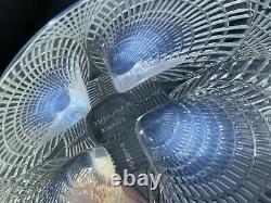 Pair 8 Antique Art Deco Rene Lalique Signed Opalescent Plates Coquille French