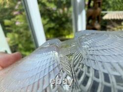 Pair 8 Antique Art Deco Rene Lalique Signed Opalescent Plates Coquille French