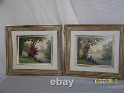 Pair -Albert Fleury Listed Artist Antique Original Oil On Canvas Landscapes