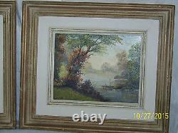 Pair -Albert Fleury Listed Artist Antique Original Oil On Canvas Landscapes