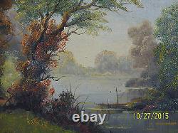 Pair -Albert Fleury Listed Artist Antique Original Oil On Canvas Landscapes