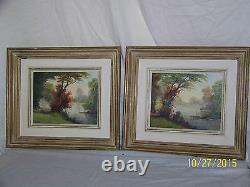 Pair -Albert Fleury Listed Artist Antique Original Oil On Canvas Landscapes