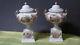 Pair Antique 1865 Austrian Porcelain Urns Signed By Boucher